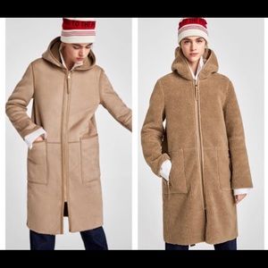 Zara faux suede and faux shearling reversible coat
